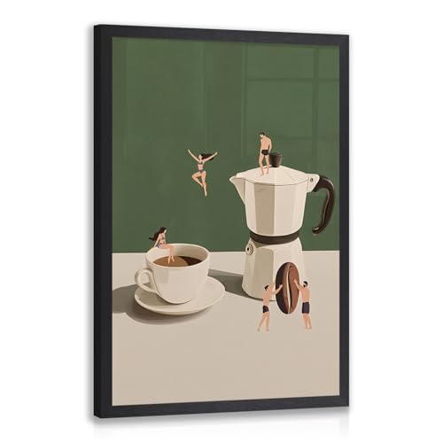 CAZLOUC Vintage Fun Coffee Wall Art, Funny Mini Swimmer Wall