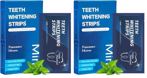 Image of Teeth Whitening Strips -14 Strips 7-Day Treatment Mint Teeth Whitener Kit for Coffee, Wine, Tobacco, and Other Stains 14 Count (Pack of 2), Mint