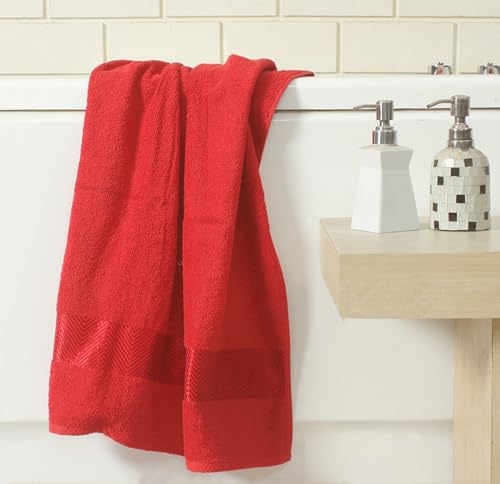 Image of Fash Home 500 GSM Towel 70x140 cm - 1 Pc, Ultra Soft, Highly Absorbent, Quick Dry, Plush & Durable Cotton Bath Towel for Home, Gym & Spa (Maroon Red)