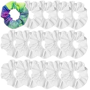 15PCS White Scrunchies for Tie Dye, Uramoto Cotton Elastic Hairbands Ponytail Holders Hair Ties, Hair Scrunchy Accessories for Women Girls, Hair Strapping, Hair Dress Supplies (White)