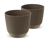 Tymar Blumentopf,Übertopf, 2er-Pack, Blumenübertopf aus Kunststoff, Matte, Runde Form (ø 11 cm, (2pack) ECO Kaffee)