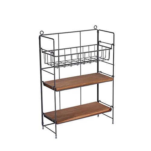 XUEYAN HQQ Estilo japonés Retro de Hierro Forjado Modular de múltiples Capas en Rack Soporte Ajustable Escritorio escombros Estante de Almacenamiento de Tres Pisos
