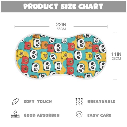 2 Pack Muslin Burp Cloths Panda Cute Cotton Baby Burp Cloths Absorbent Burping Cloth Soft Spit Up Rags for Newborn Babies Boys Girls, Large 22" x 11"2