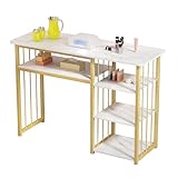 mesa de manicure usada Sistema de almacenamiento de grado profesional: maximiza la eficiencia con estantes abiertos triples + amplio escritorio (39.4 x 15.75 pulgadas). Organiza más de 100 esmaltes, herramientas y lámparas al alcance de la mano, transformando este escritorio de uñas con cajones alternativo en una estación de almacenamiento todo en uno para flujos de trabajo sin desorden.