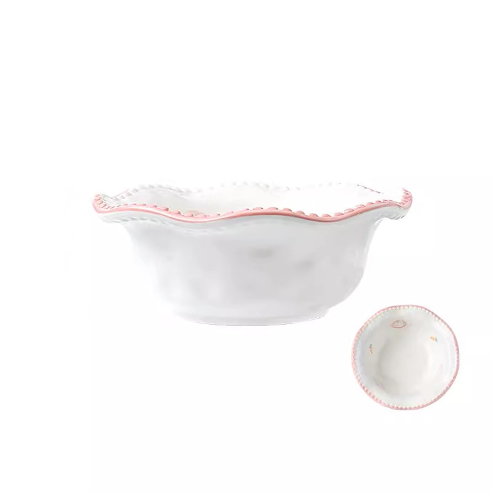 IROEJT Salad Bowls 2 Pcs Ceramic Fruit Salad Bowl Cute Tableware Home 6-Inch Noodle Bowl Kitchen Soup Bowls，1