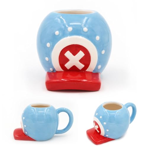 One Piece Anime Taza creativa de cerámica Chopper's Hat taza de café, regalo para cumpleaños, Navidad, día de San Valentín, aniversario, taza para leche, café, zumo, azul