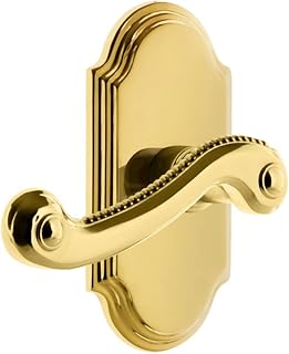 Grandeur Hardware Arc Tall Plate Double Dummy with Newport Lever in Polished Brass