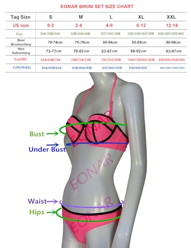Eonar LZBK3-P Womens Bikini Set Removable Padded Bikinis Top With Underwire Push Up Swimwear Adjustable Side Tie Swimsuit Bathing Suit thumb #6