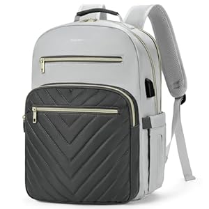 BOSTANTEN 15.6 Inch Laptop Backpack for Women- College Teacher Computer Bag Travel Backpack Purse with USB Charging Port Grey