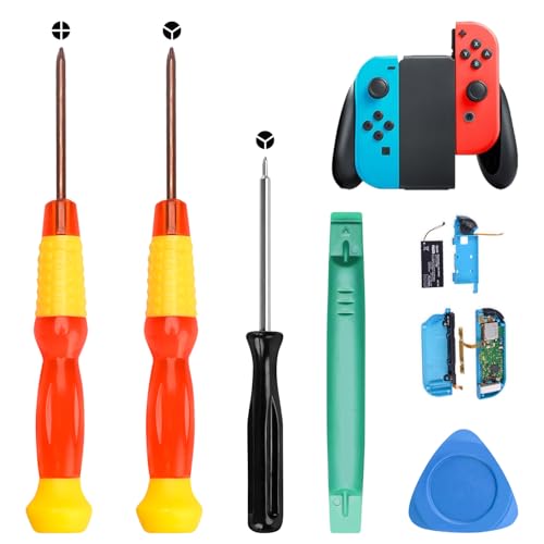 【VEAGIA】ジョイコン 修理 5点セット Switch コントローラー 修理 対応 キット 分解 工具 スリムドライバー 付属 NS分解工具 アナログスティック 復活 自分で簡単メンテナンス