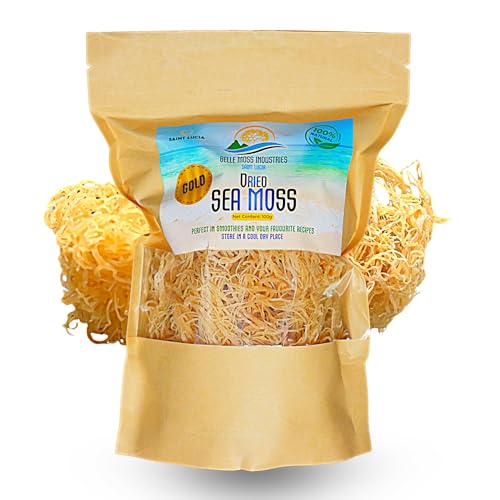 Belle Moss Raw Sea Moss | Makes 75 oz of Sea Moss Gel | Wildcrafted from St. Lucia | Golden | Sundried | Premium Quality and Non-GMO | Natural Superfood | Organic
