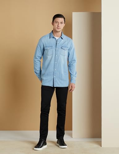 Image of Symbol Premium Men's Casual Cotton Denim Shirt | Regular Fit | Available in Plus Sizes