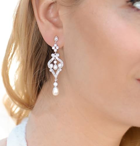 Mariell Bridal Wedding Freshwater Pearl Drop Earrings for Brides, Bridesmaid, Prom, Mother of the Bride3
