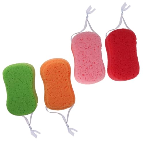 BESTYASH Esponjas de Baño Exfoliantes 4 Piezas Esponja de Ducha Natural Color Aleatorio Diseño Forma de 8 Suaves y Absorbentes para Cuidado Corporal Diario Color