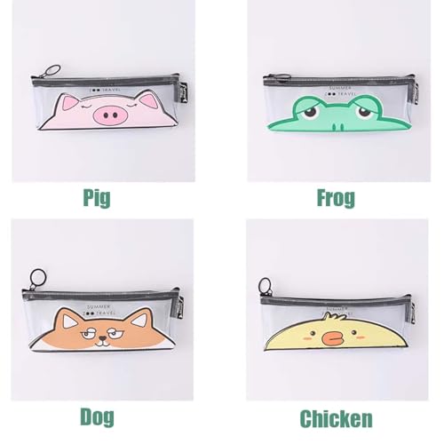 Image of Small Pencil Pouch Maekeup Transparent Dog Animal Pen Bag Women Office Stationery Comestic Bag