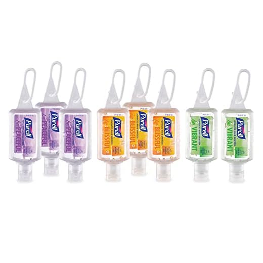 Purell Advanced Hand Sanitizer Gel Infused with Essential Oils, Scented Variety Pack, 1 fl oz Travel Size Flip Cap Bottles with JELLY WRAP Carrier (Pack of 8) 3900-09-ECME17