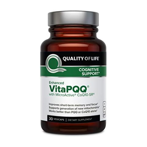 Quality of Life PQQ with CoQ10 Enhanced VitaPQQ Premium Supplement - Anti Aging, Memory, Energy and Focus, Cognitive and Heart Health - 30 Vegicaps Cover