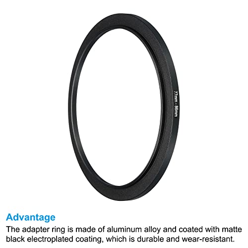 PATIKIL 77mm-86mm Metal Step Up Ring, Camera Lens Filter Adapter Ring Aluminum Filter Adapter Ring for Camera Lenses Hood Black - Image 4