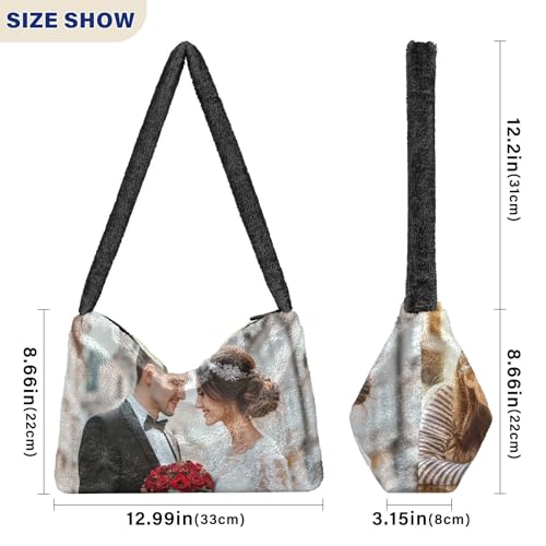 Personalized Shoulder Tote Bag Custom Photo Text Crossbody Handbags Plush Purse Christmas Anniversary for Gift3