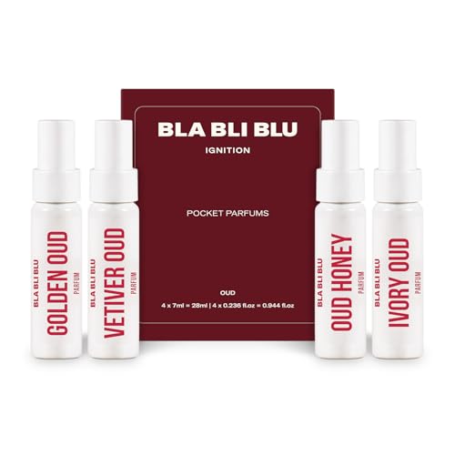 Image of BLABLIBLU IGNITION Travel Pocket Parfum Oud Trial Set for Men & Woman|4x7ml|Long-Lasting Parfum Fragrances - better than EDP, EDT & EDC|Perfume For Man & Woman