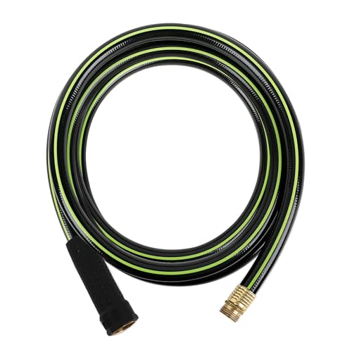 Worth Leader Short Garden Hose 5/8 in. x 12 ft. -No Kink Flexible Leakproof Male to Female Fittings -Heavy Duty Durable PVC Lightweight Water Pipe with Brass Aluminum Ends for Household & Yard Use