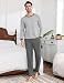 Bresdk Pyjama Herren Lang Schlafanzug Baumwolle Schlafanzüge Grau XL