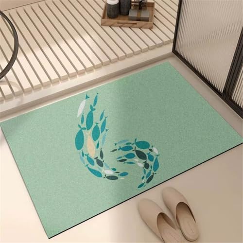 Alfombra de Baño Antideslizante, 80x150cm Alfombrilla Diatomita Baño Súper Absorbente, Alfombrilla Ducha Lavable Stone Bath Mat, Alfombra Piedras para Ducha, Cocina, Bañera y Baños, WC Green 6-699