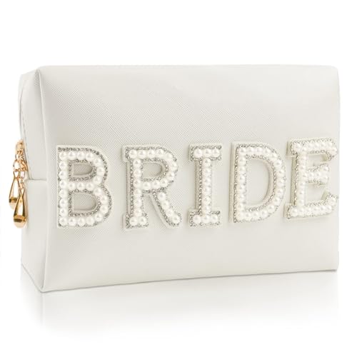 Bride Sacchetto Trucco, Makeup Bag Bride, Perla Makeup Bag, Lettera Borse Trucco, Bride Bianco Sacchetto Trucco, per Donne, Damigella D'Onore, Matrimonio