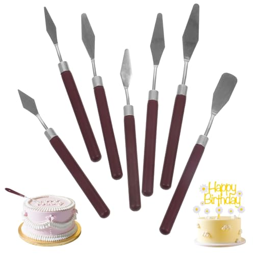 7 Piezas Spátulas Crema Pasteles, Crema Espátula Juego De Paletas, Raspador para Pintura al óleo de Acero Inoxidable, Espátula para Decoración de Pasteles, Para Decoración De Crema Pasteles