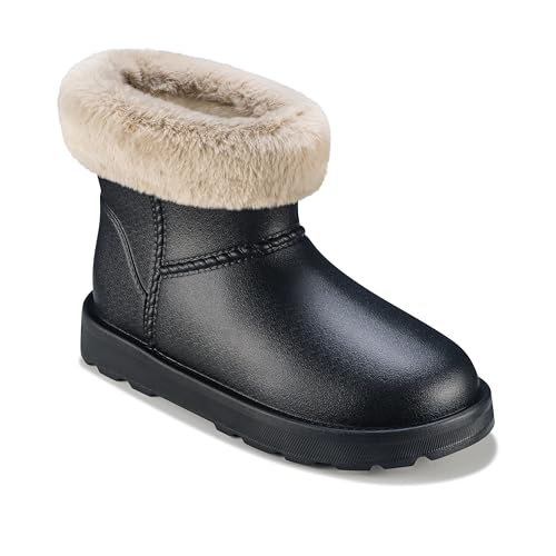 ESTRO Warme Gummistiefel Damen Gefüttert - Gummistiefel Gefüttert Damen Wasserdicht Winterschuhe F115 (40 EU, Schwarz)