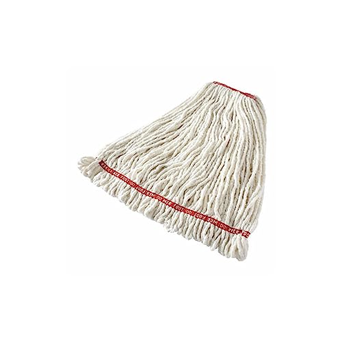 Image of Rubbermaid Commercial Products Web Foot Shrinkless Wet Mop Head Replacement, Large, 1-Inch Headband, White, Heavy Duty Industrial Wet Mop for Floor Cleaning Office /School /Stadium /Lobby /Restaurant