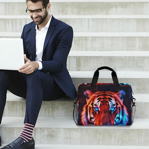Bolso para laptop 15.6 pulg con asa y correa roja y azul miniatura 3