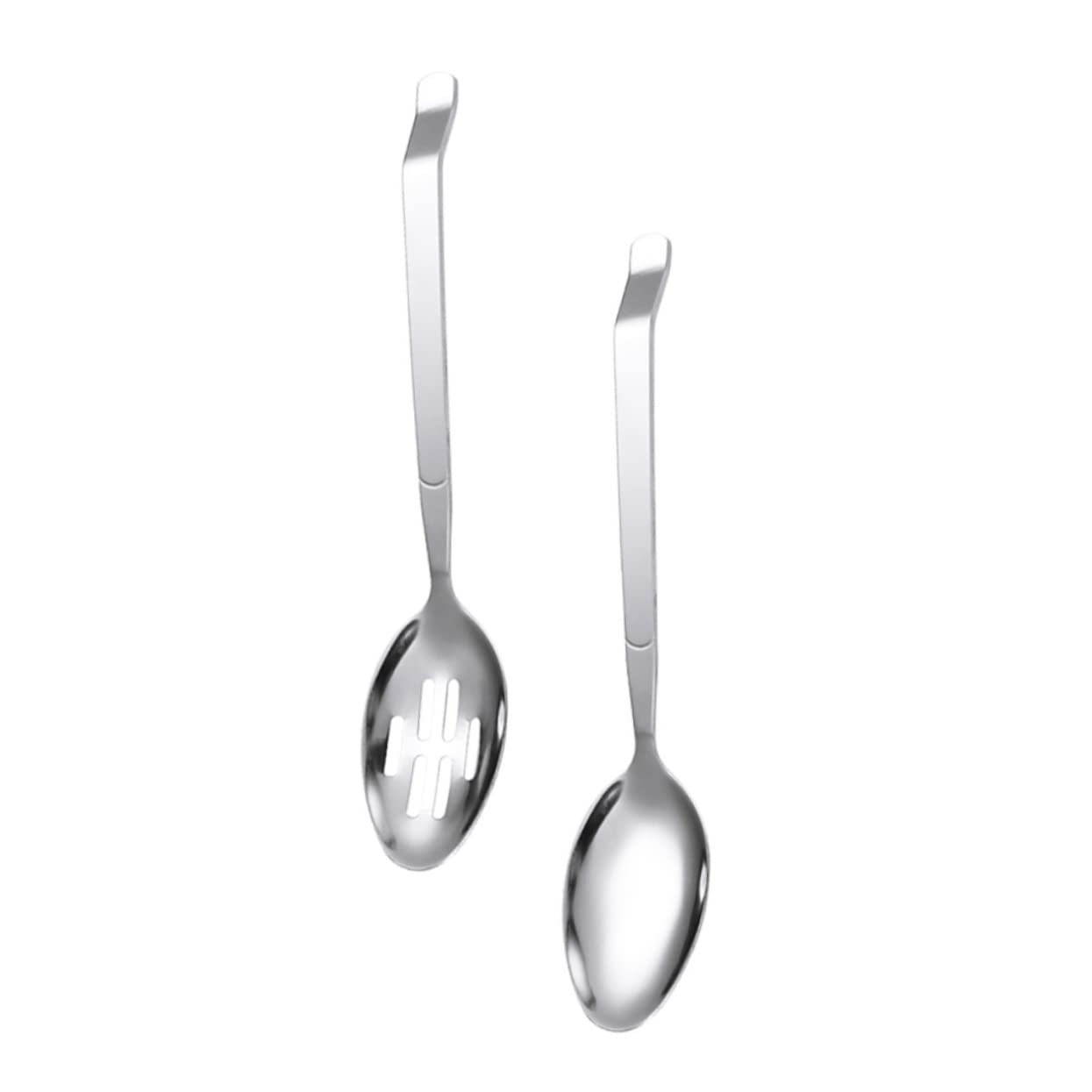 BRIGHTFUFU 2 Pcs Stainless Steel Serving Spoon Large Serving Spoons Salad Spoons Rice Spoons Buffet Slotted Spoons Buffet Serving Colander Ice Cream Spoons Food Serving Spoon Silver