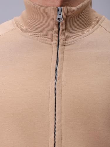 Image of The Indian Garage Co Men Relaxed Fit Solid High Neck Front Open High Neck Sweatshirt