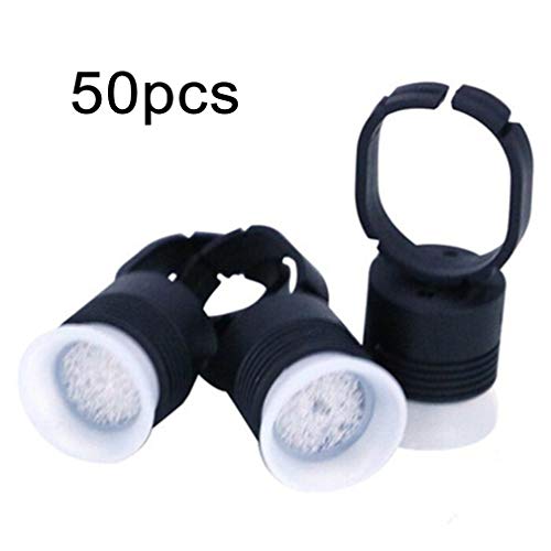 50pcs Microblading Pigment Glue Rings Finger Glue Ink Rings with Sponge Cups Caps Tattoo Tool Finger Ring Holder Container