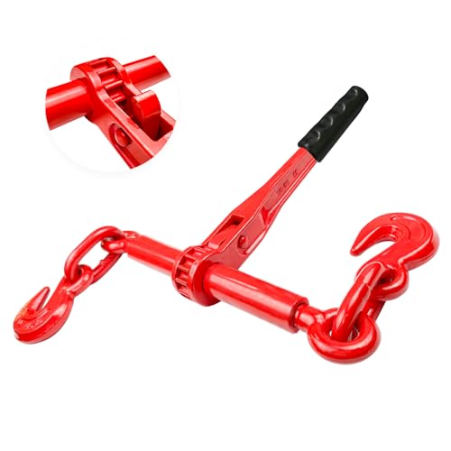 YATOINTO Ratchet Chain Binders 3/8'' - 1/2‘’ | Load Binder with 2 Grab Hooks | Tie Downs for Grade 70 Transport Chain | 9,200 Lbs. Safe Working Load - Heavy Duty Ratchet Binders for Towing