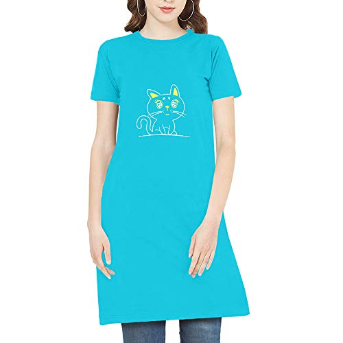 Image of Pooplu Women's Regular Fit Knee Length Unicorn Baby Cotton Printed Round Neck Half Sleeves Multicolour Pootlu Tshirt. One Piece, Knee Long, Three Fourth Tops, Trending Pootlu Tees and Tshirts