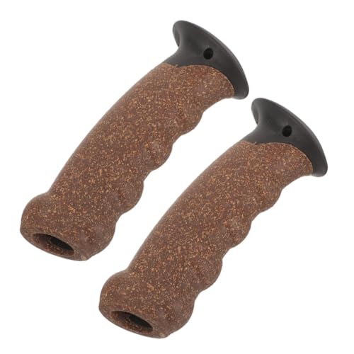 Kisangel 2pcs Trekking Pole Handle Walking Stick Head Wooden Cane Handle Ski Stick Handle Grip Cane Replacement Hand Grip Crutch Handle Pads Walking Cane Grip Elder Universal Rod Cork Round