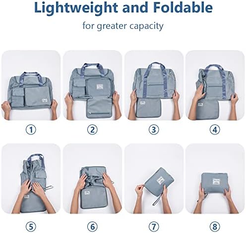 Travel Duffel Bag, Foldable Gym Bag Overnight Weekend Bags for Women, Lightweight Hospital Bag with Wet and Dry Separation Bag, Large Holdall Bag Cabin Bag for Sports and Travel - Blue