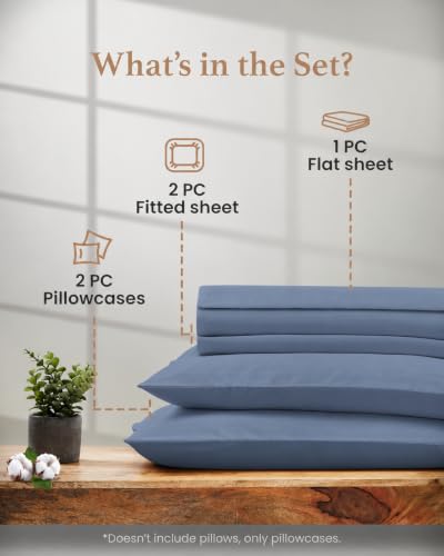Image of 100% Egyptian Cotton Split King Sheets Sets for Adjustable Bed, Slate Gray