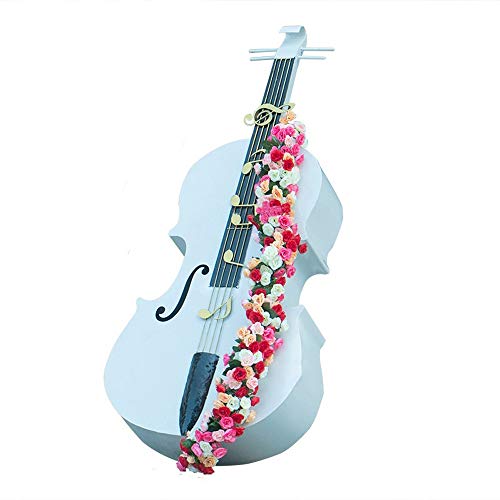 YoLiy Garden Ornament Creative Simulation Musical Instrument Cello Outdoor Garden Metal Flower Stand Wedding Garden Decoration Ornaments Outdoor Decoration (Color : Blue, Size : 120x50x17cm)