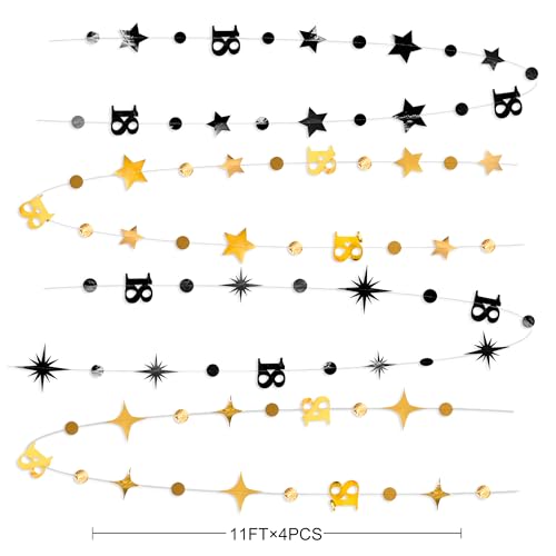 Image of Black Gold 18th Birthday Decorations Number 18 Circle Dot Twinkle Star Garland Streamer Banner Backdrop for Girls Boys Happy 18th Birthday Time to Adult Cheers to 18 Years Old Anniversary Party Deocr