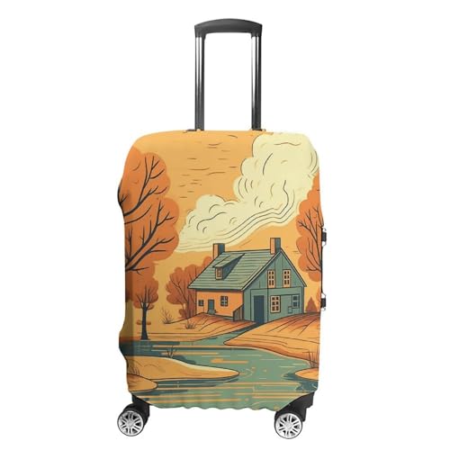 River in Front of House Luggage Cover Washable Elastic Suitcase Cover, Anti Scratch Personalized Suitcase Protectors, Fashion Baggage Covers For Travel - Main Image
