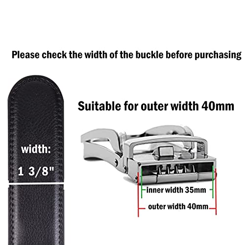 2 Pack Genuine Leather Belt 35''-43''Replacement Leather Belt No Holes Only 1 3/8" Width (Black & Brown)2