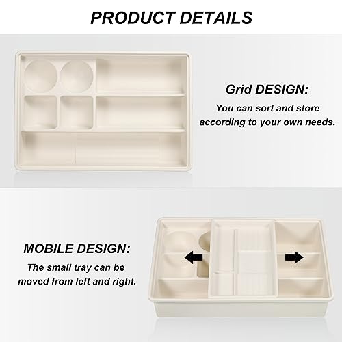 Organiseur de tiroir de bureau PATIKIL polyvalent pour cuisine et maquillage blanc