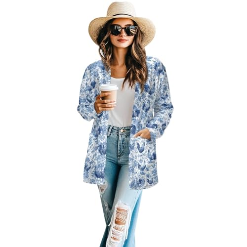 Image of Women's Open Front Cardigan Long Sleeve Loose Sweater Lightweight Soft Cardigan Jackets