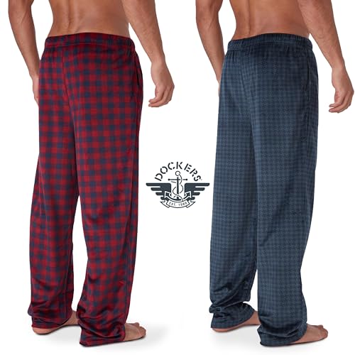 DOCKERS Fleece Pajama Pants for Men, 2 Pack Lounge Sleepwear PJs with Pockets2