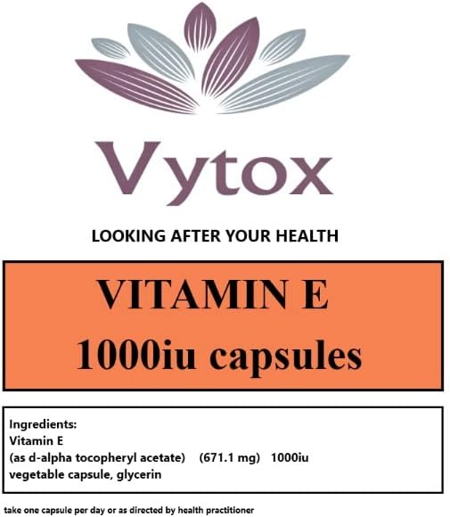 Natural Vitamin E 1000IU High Strength 120 Vegetarian Capsules High Absorption. 4 Months Supply. by Vytox