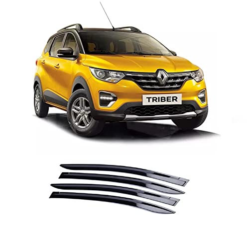 Image of Car Rain Wind Door Visor Non Breakable Deflector(Set of 4, Black) Compatible with Renault Triber