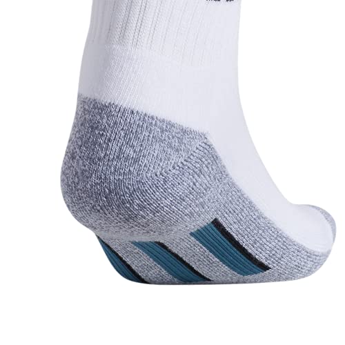 Adidas Mens Cushioned X 3 Quarter Socks (3-Pair), White/Grey/Orbit Indigo Blue, Large #TOP4
